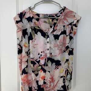 New York & Company Floral Blouse in Pink and Black